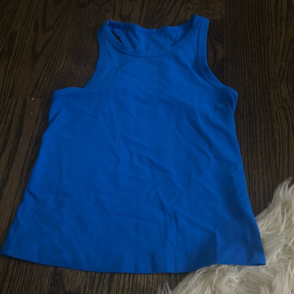 blue high necked racer back lululemon tank